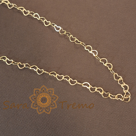 Lănțișor placat cu aur pentru femei – zale în formă de inimioară, 50 cm [1]