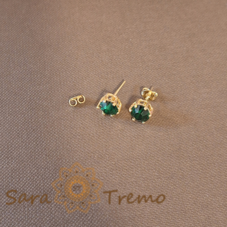 Cercei Placați pe Lobul Urechii cu Cristal Zirconia Verde și Prindere Fluturaș [1]