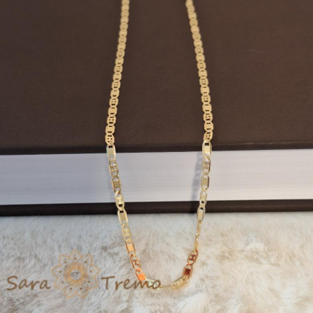 Lanț unisex placat cu aur, model sofisticat cu plăcuțe 1 cu 1, 50 cm [1]