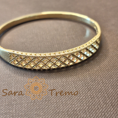 Bratara Regina Dantela – fixa, filigran delicat, latime 8 mm, placata aur 14K [3]