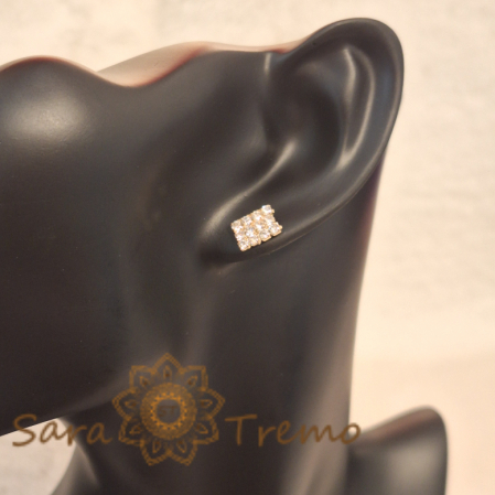 Cercei pe Lobul Urechii cu Cristale Zirconia Albe și Închidere Fluturaș [4]