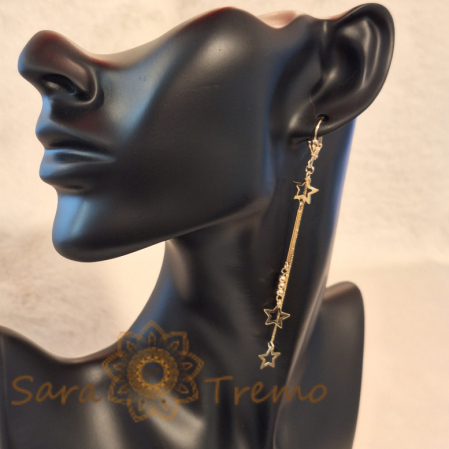 Cercei Placați Romantici și Jucăuși cu Lanțuri și Charmuri Steluțe - 9 cm [4]