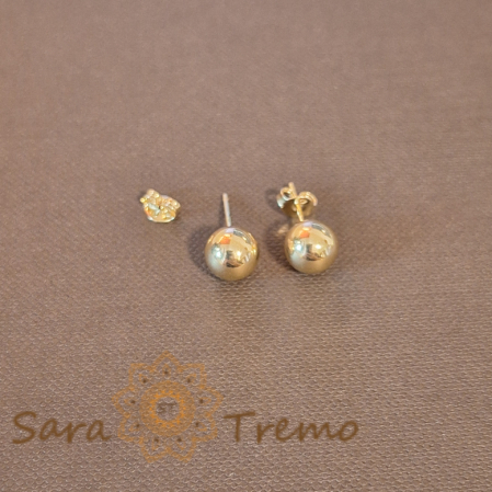 Cercei Clasici cu Bilă Mare Aurie - Placați cu Aur, Prindere Fluturaș [1]