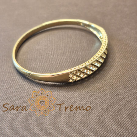 Bratara Regina Dantela – fixa, filigran delicat, latime 8 mm, placata aur 14K [2]