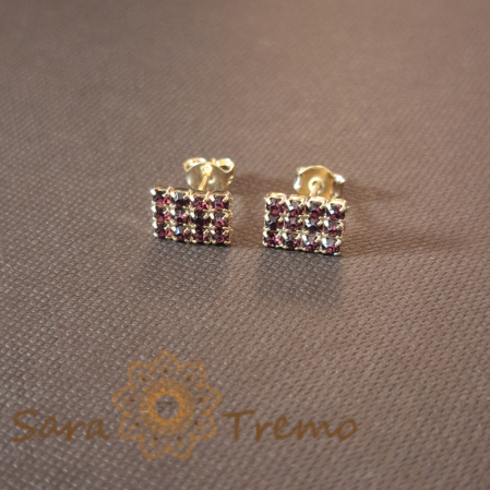 Cercei - Cercei pe Lobul Urechii cu Cristale Zirconia Mov și Închidere Fluturaș