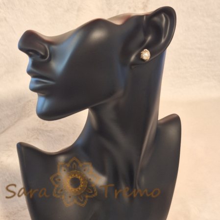 Cercei Clasici cu Perlă Ecologică - Placați cu Aur, Prindere Fluturaș [2]