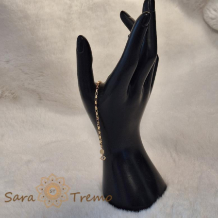 Brățară unisex placată cu aur 18K, model nou cu zale mari cubice, 19 cm [3]