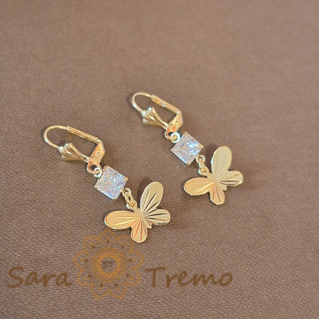 Cercei - Cercei Model Nou cu Fluturaș și Cristal Zirconia Alb - 4 cm