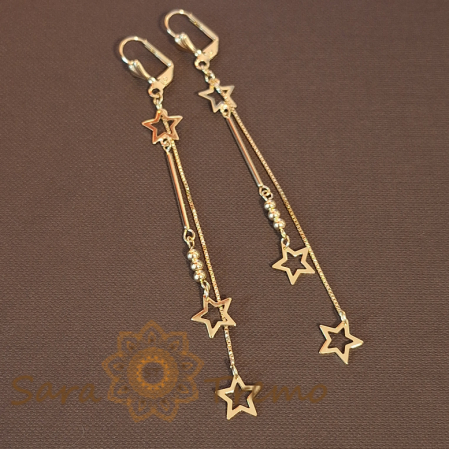 Cercei - Cercei Placați Romantici și Jucăuși cu Lanțuri și Charmuri Steluțe - 9 cm
