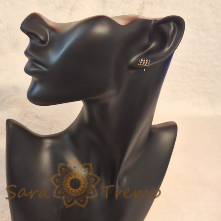 Cercei pe Lobul Urechii cu Cristale Zirconia Albastru-Ocean și Închidere Fluturaș [2]