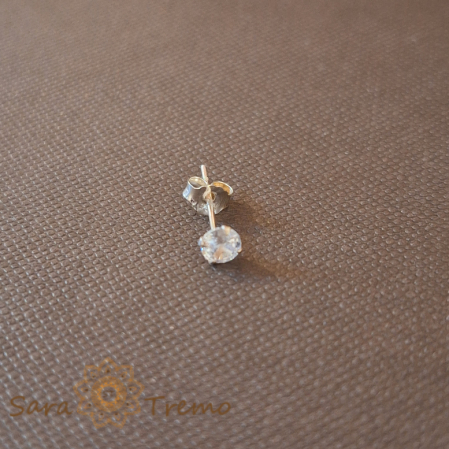 Piercing pentru ureche - Cercel Unisex cu Cristal Zirconia Alb - Argint 925, 4 mm