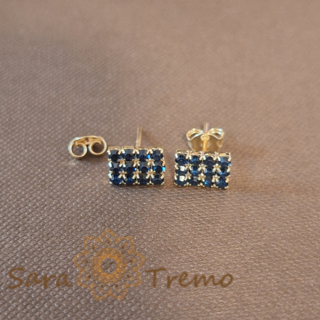 Cercei pe Lobul Urechii cu Cristale Zirconia Albastru-Ocean și Închidere Fluturaș [1]