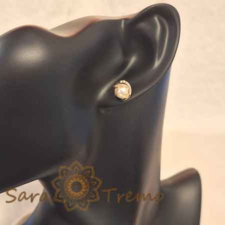 Cercei Clasici cu Perlă Ecologică - Placați cu Aur, Prindere Fluturaș [4]