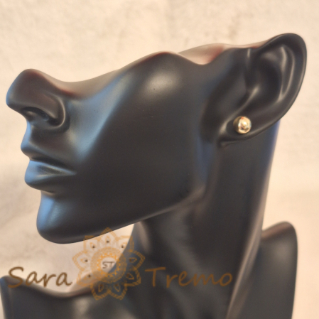 Cercei Clasici cu Bilă Mare Aurie - Placați cu Aur, Prindere Fluturaș [3]