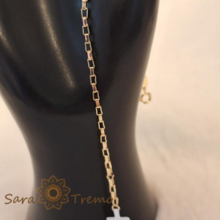 Brățară unisex placată cu aur 18K, model nou cu zale mari cubice, 19 cm [6]