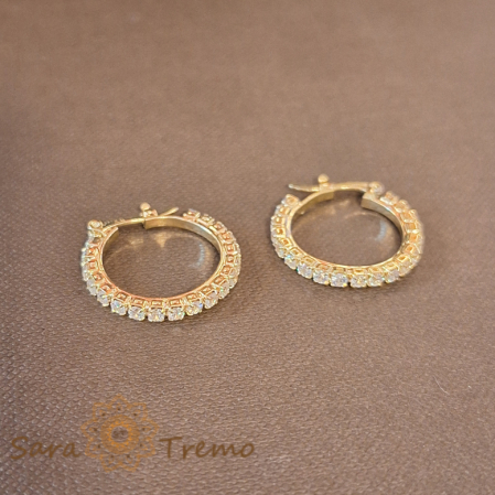 Cercei Creole Mici Luxury cu Zirconia Albe și Ștanță - 2 cm Diametru [1]