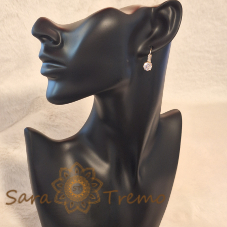 Cercei Clasici Placați cu Aur cu Cristale Zirconia Albe - Formă de Cheiță [1]