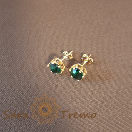 Cercei Placați pe Lobul Urechii cu Cristal Zirconia Verde și Prindere Fluturaș [0]