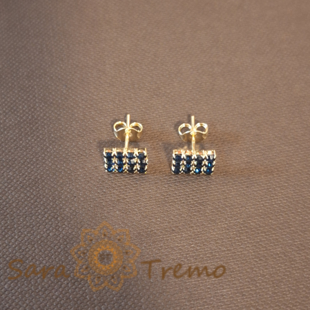 Cercei - Cercei pe Lobul Urechii cu Cristale Zirconia Albastru-Ocean și Închidere Fluturaș