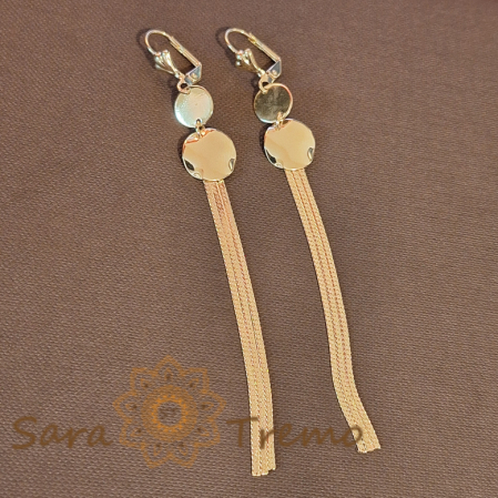 Cercei - Cercei Placați Aur Lungi cu Lanțuri Groase - Simpli și Clasici - 10 cm