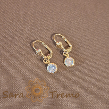 Cercei - Cercei Placați cu Aur Clasici cu Cristal Zirconia Alb, 2 cm - Eleganță și Strălucire