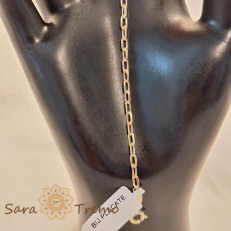 Brățară unisex placată cu aur 18K, model cu zale medii cubice, 19 cm [7]