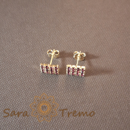 Cercei pe Lobul Urechii cu Cristale Zirconia Mov și Închidere Fluturaș [1]