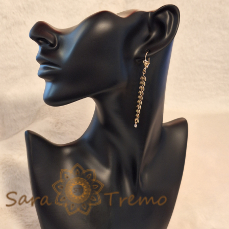 Cercei Placați cu Model Frunze de Laur și Cristal Zirconia - 7 cm [1]