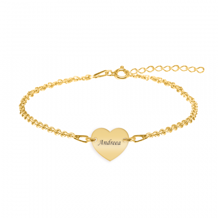 Bratari pentru picior - Alara - Bratara personalizata pentru picior cu inimioara din argint 925 placat cu aur galben 24K