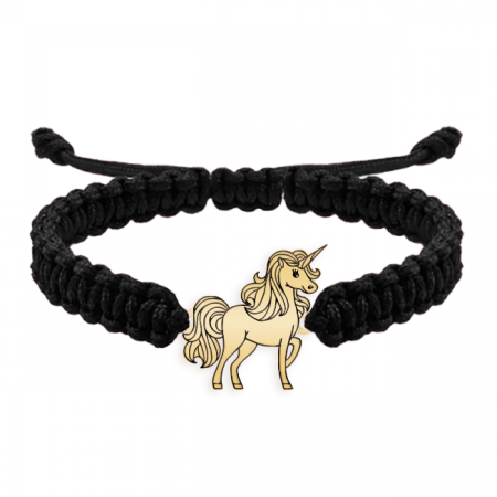 Bratara snur impletit si unicorn din argint 925 placat cu aur galben 24K [1]