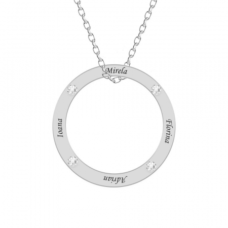 Lantisoare cu text personalizat din argint - Alice - Colier personalizat nume si cristale din argint 925