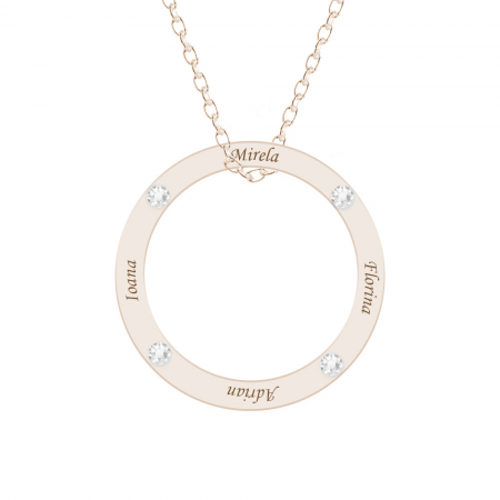 Bijuterii placate cu aur - Alice - Colier personalizat nume si cristale din argint 925 placat cu aur roz