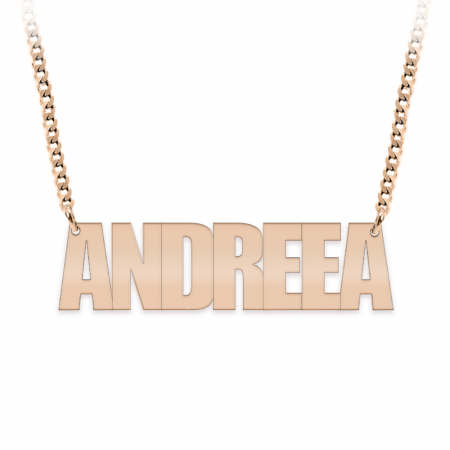 Bijuterii placate cu aur - Allen - Colier din argint 925 placat cu aur roz personalizat cu nume