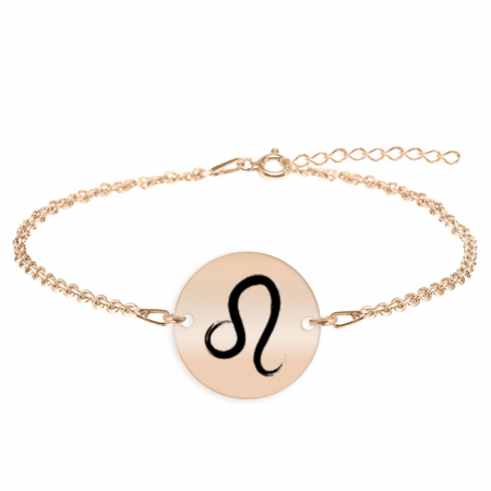 Bijuterii personalizate - Amelie - Bratara personalizata banut cu semn zodiacal din argint 925 placat cu aur roz