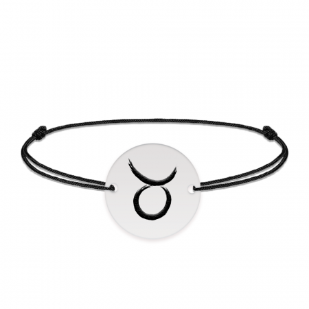 Bratara snur si banut argint 925 personalizat cu semn zodiacal Taur [1]