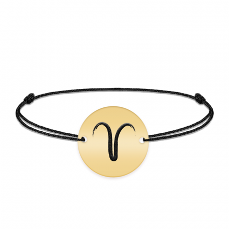 Amelie - Bratara personalizata snur banut cu semn zodiacal din argint 925 placat cu aur galben 24K [1]