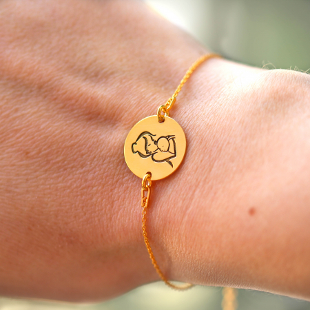 Ami - Bratara personalizata mama si bebe banut din argint 925 placat cu aur galben 24K [2]