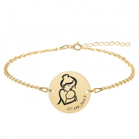Bratari personalizate - Ami - Bratara personalizata mama si bebe banut din argint 925 placat cu aur galben 24K