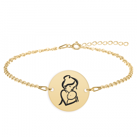 Ami - Bratara personalizata mama si bebe banut din argint 925 placat cu aur galben 24K [1]
