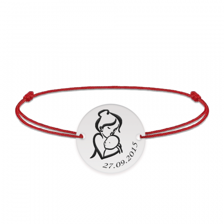 Bijuterii personalizate - Ami - Bratara personalizata snur banut Mama si Bebe din argint 925