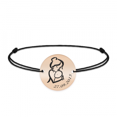 Ami - Bratara personalizata snur banut Mama si Bebe din argint 925 placat cu aur roz [1]