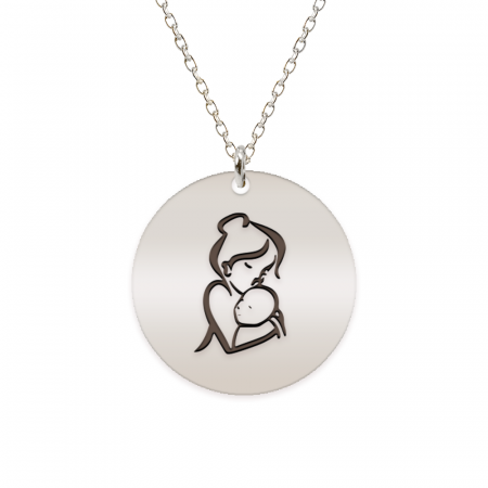 Lantisor gravat mami + bebe + data de nastere - argint 925 [1]