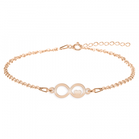 Bijuterii din argint placate cu aur 24K - Bratara personalizata infinit si inimioara din argint 925 placat cu aur roz
