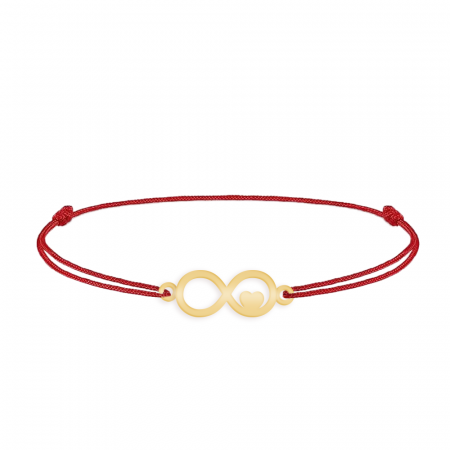 Bratari personalizate argint - secundar - Bratara personalizata snur infinit si inimioara din argint 925 placat cu aur galben 24K