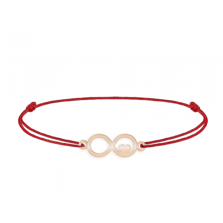 Bratari personalizate argint - secundar - Bratara personalizata snur infinit si inimioara din argint 925 placat cu aur roz