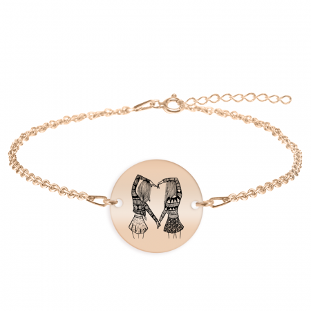 Bratari personalizate - Anabella - Bratara personalizata banut pentru prietene/surori din argint 925 placat cu aur roz
