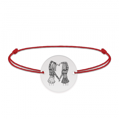 Bijuterii personalizate - Anabella - Bratara personalizata snur si banut pentru prietene/surori din argint 925