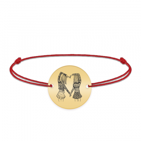Bratari personalizate - Anabella - Bratara personalizata snur si banut pentru prietene/surori din argint 925 placat cu aur galben 24K