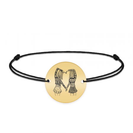 Anabella - Bratara personalizata snur si banut pentru prietene/surori din argint 925 placat cu aur galben 24K [1]