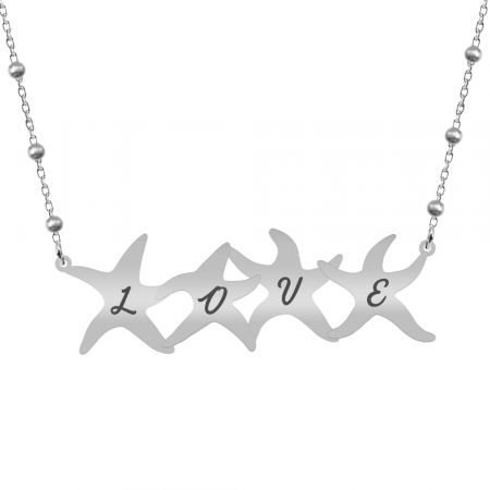 Lantisoare cu text personalizat din argint - Andreea - Colier personalizat cu stelute de mare din argint 925